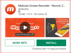 Mobizen android phone screen recorder app play store install 