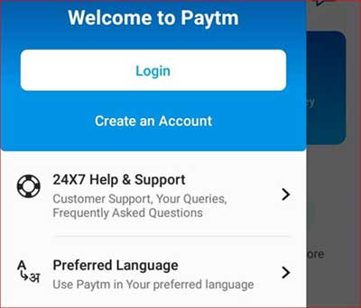 Welcome to paytm tab click on Create an account