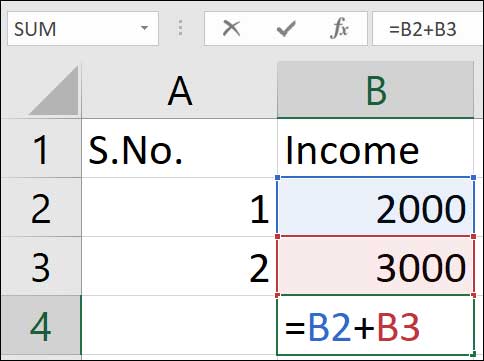 use addition formula in excel