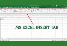 MS Excel Insert Tab in Hindi