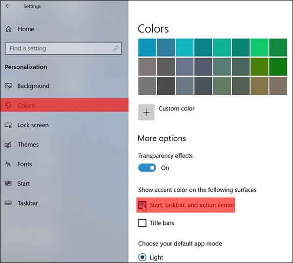 change windows taskbar color