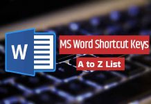 MS Word Shortcut Key in Hindi